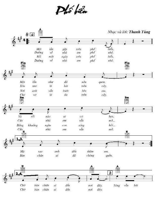 Sheet nhạc Phố Biển